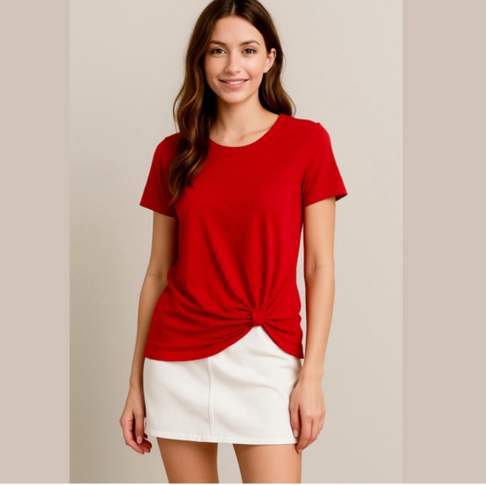Charlotte Russe Red Knot Front Tee Size M